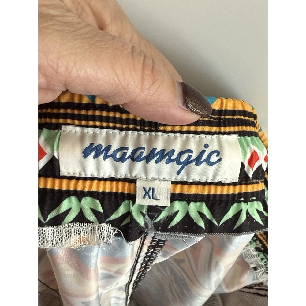 Maamgic Aztec Print‎ Swim Trunks Unlined Men's Size XL Drawstring Fast Shipping